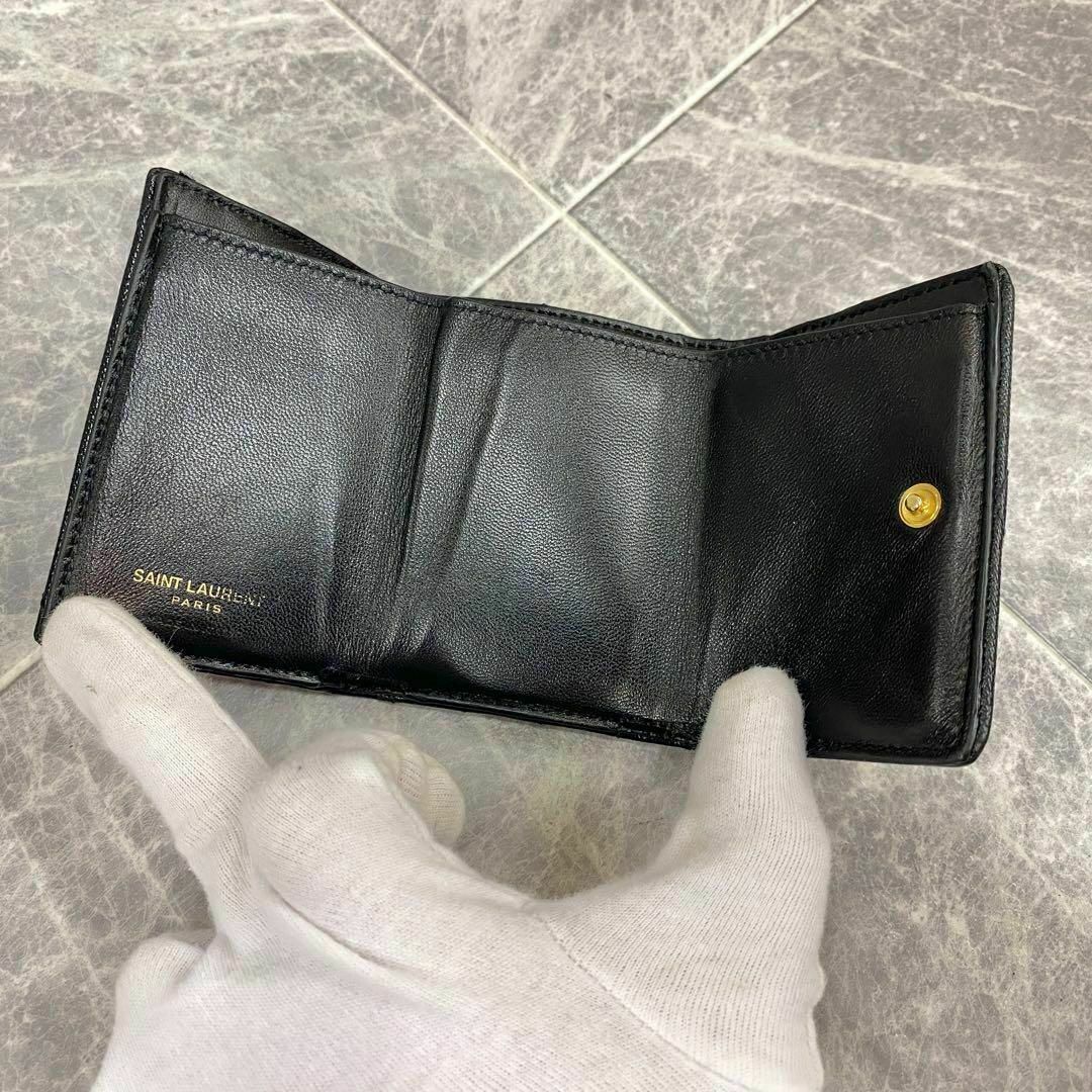 Yves Saint Laurent(イヴサンローラン)の❤️美品❤️ サンローラン 3つ折り財布 レザー ブラック レディースのファッション小物(財布)の商品写真