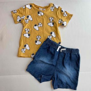 エイチアンドエム(H&M)のエイチアンドエム PEANUTSコラボ セットアップ 半袖Tシャツ 半ズボン(Tシャツ/カットソー)