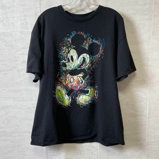 ディズニー(Disney)のディズニー　半袖Ｔシャツ　ミッキーマウス　オーバーサイズＸＬ　黒　メンズ古着(Tシャツ/カットソー(半袖/袖なし))