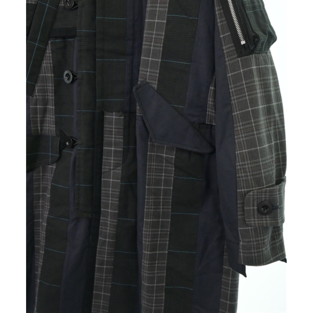 sacai(サカイ)のsacai サカイ ステンカラーコート 1(S位) グレーx紺x緑等(チェック) 【古着】【中古】 メンズのジャケット/アウター(ステンカラーコート)の商品写真