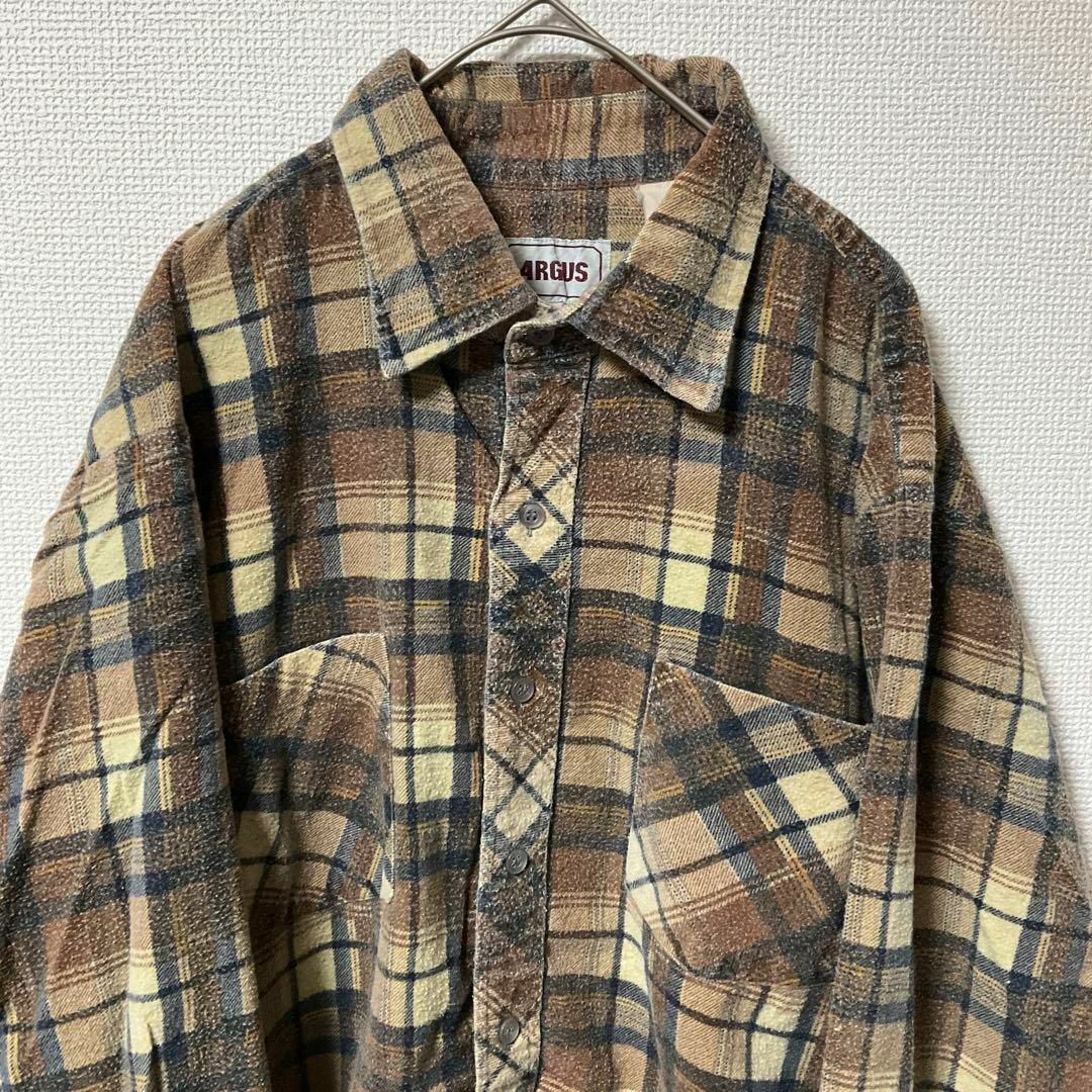 90s 古着 ノーブランド チェックシャツ ネルシャツ トップス ゆるだぼ メンズのトップス(Tシャツ/カットソー(七分/長袖))の商品写真