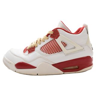 ナイキ(NIKE)のNIKE ナイキ AIR JORDAN 4 RETRO ALTERNATE エア ジョーダン4 オルタネイト ハイカットスニーカー ホワイト/レッド US9.5/27.5cm 308497-106(スニーカー)