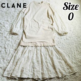 クラネ(CLANE)のCLANE クラネ フラワーレース ドッキングワンピース パフスリーブ(ロングワンピース/マキシワンピース)