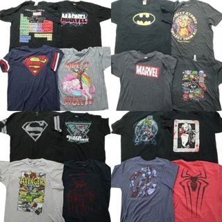 古着卸 まとめ売り マーベル DCコミック 半袖Tシャツ 16枚セット (メンズ XL ) 映画アニメ キャラクター プリントT クモ MS6202(その他)