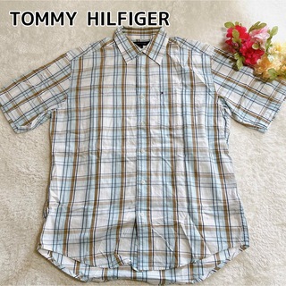 トミーヒルフィガー(TOMMY HILFIGER)のトミーヒルフィガー メンズ 半袖シャツ チェック柄 ワンポイント ゆったり S(シャツ)