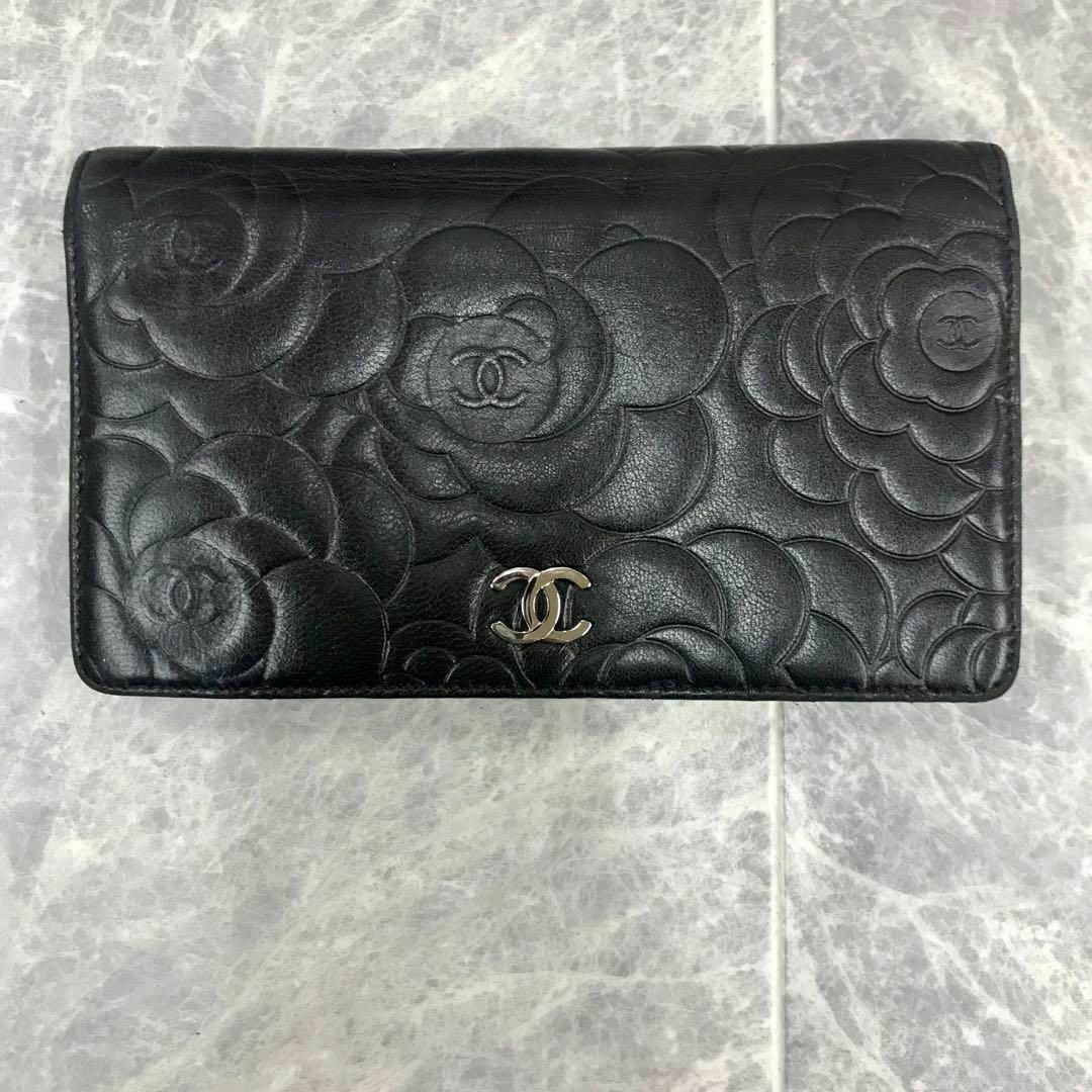 CHANEL(シャネル)の⭐️良品⭐️ カメリア 長財布 レザー BLK レディース CHANEL レディースのファッション小物(財布)の商品写真