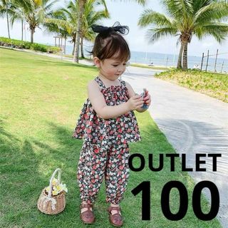 【OUTLET】花柄セットアップ　100cm 韓国子供服　海外(ワンピース)