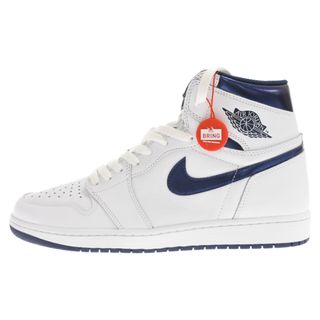 ナイキ(NIKE)のNIKE ナイキ AIR JORDAN 1 RETRO HIGH OG METALLIC NAVY エアジョーダン1 レトロ ハイカットスニーカー ホワイト/ネイビー US11/29cm 555088-106(スニーカー)