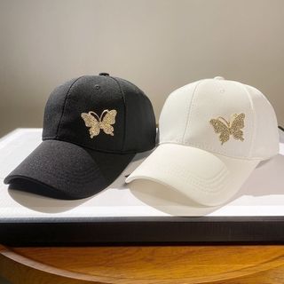 【再入荷】レディース 帽子黒 冬 韓国 オルチャン 蝶々 上品 スポーティー(キャップ)
