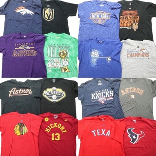 古着卸 まとめ売り プロチーム 半袖Tシャツ 16枚セット (メンズ XL ) ロゴプリント カレッジ NFL NBA NHL メジャー MS6244(その他)