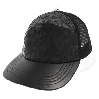 クロムハーツ(Chrome Hearts)のCHROME HEARTS クロムハーツ TRUCKER CAP トラッカーキャップ セメタリークロスパッチ レザーメッシュキャップ 帽子 ブラック(キャップ)