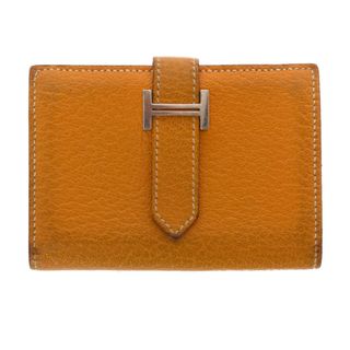 エルメス(Hermes)のHERMES エルメス ベアン シェーブル コインケース カードケース オレンジ シルバー金具(名刺入れ/定期入れ)