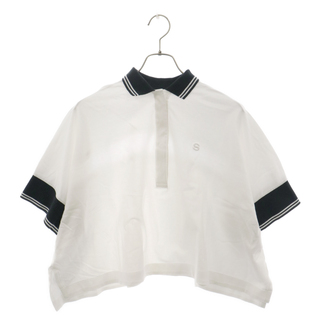 sacai - Sacai サカイ 21SS S Pique Polo Shirt Sロゴ刺繍 ワイドシルエット バックシースルー半袖ポロシャツ ホワイト レディース 21‐05482
