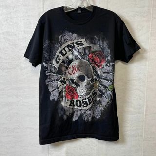 ミュージックティー(MUSIC TEE)のバンドＴシャツ　ガンズアンドローゼズ　GUNS　サイズＭ　半袖　黒　メンズ　古着(Tシャツ/カットソー(半袖/袖なし))