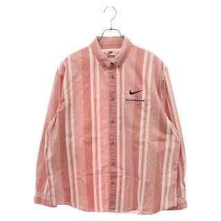 シュプリーム(Supreme)のSUPREME シュプリーム 21SS×NIKE Cotton Twill Shirt ナイキ コットン ツイル ストライプ ボタンダウン 長袖シャツ ホワイト/ピンク DB0499-685(シャツ)