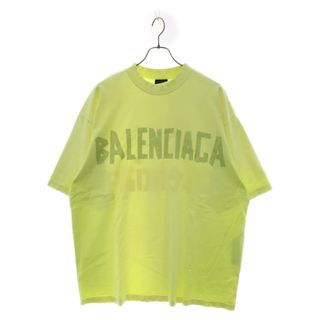 BALENCIAGA バレンシアガ 23SS Tape Type Medium Fit Tee テープタイプ ロゴプリント ミディアムフィット クルーネック カットソー 半袖Tシャツ イエロー 739784 T0VA9