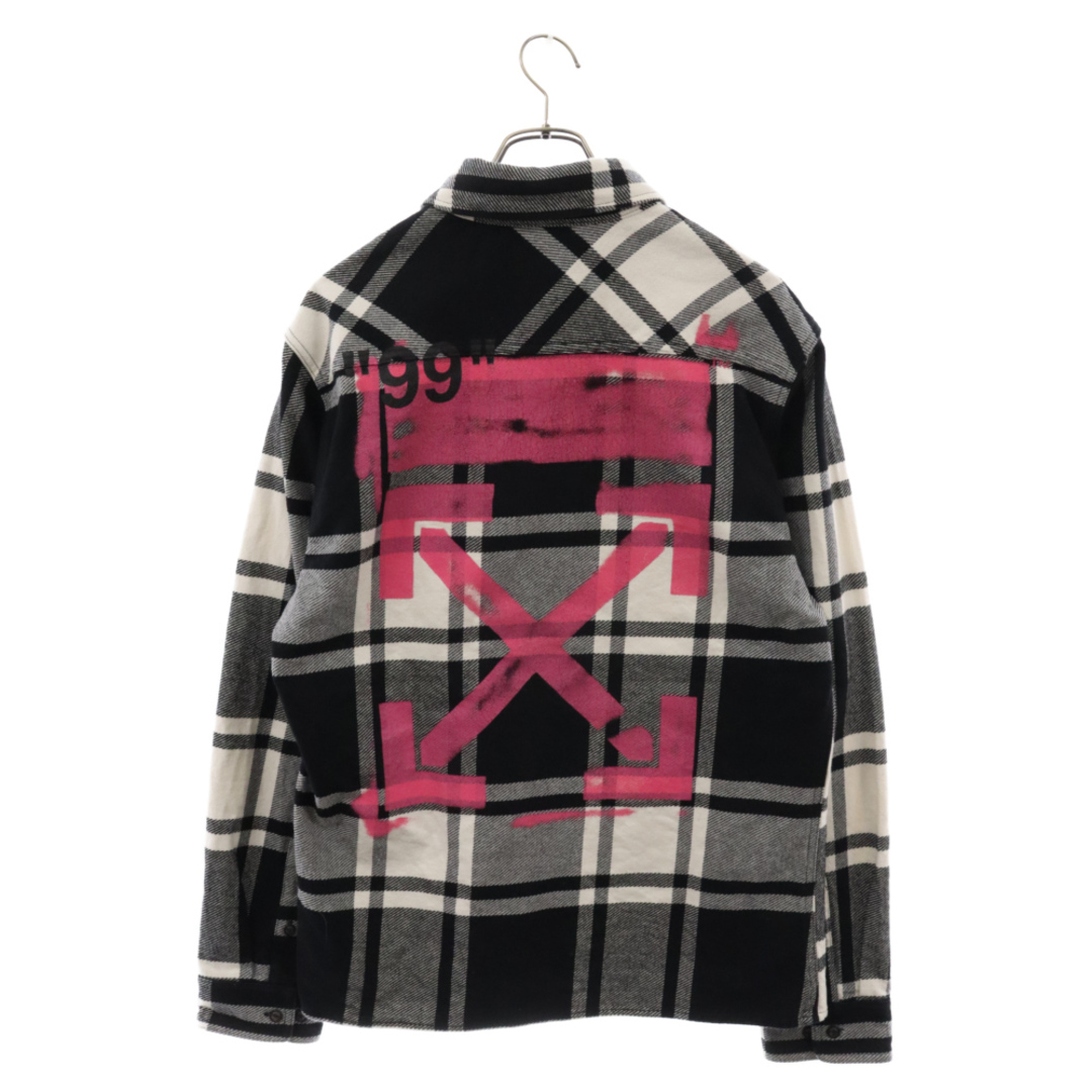 OFF-WHITE(オフホワイト)のOFF-WHITE オフホワイト 19SS STENCIL FLANNEL SHIRT ステンシル バックプリント フランネル 長袖チェック シャツ ブラック/ホワイト OMGA060R19C08015 メンズのトップス(シャツ)の商品写真