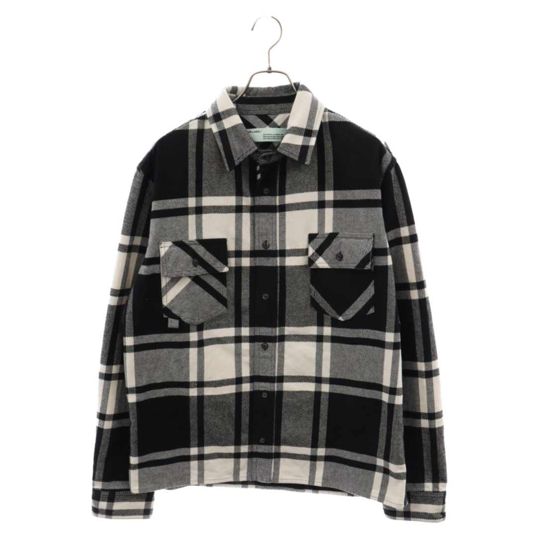 OFF-WHITE(オフホワイト)のOFF-WHITE オフホワイト 19SS STENCIL FLANNEL SHIRT ステンシル バックプリント フランネル 長袖チェック シャツ ブラック/ホワイト OMGA060R19C08015 メンズのトップス(シャツ)の商品写真