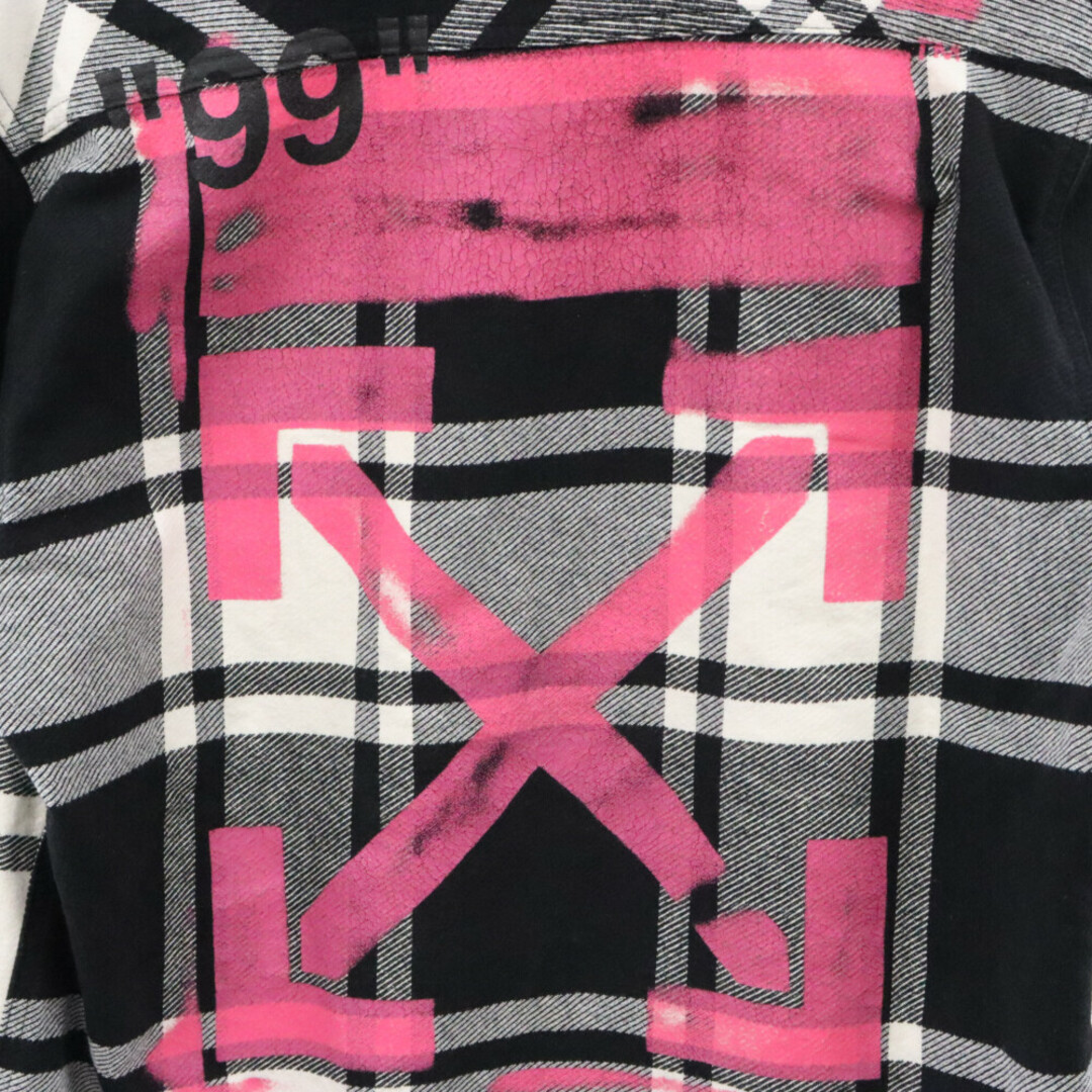 OFF-WHITE(オフホワイト)のOFF-WHITE オフホワイト 19SS STENCIL FLANNEL SHIRT ステンシル バックプリント フランネル 長袖チェック シャツ ブラック/ホワイト OMGA060R19C08015 メンズのトップス(シャツ)の商品写真