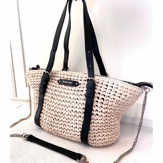 【美品】★DIESEL★ストロー&レザー&デニム★2wayショルダーバッグ