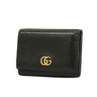 グッチ(Gucci)の【4hd4236-r】グッチ 三つ折り財布/GGマーモント/474746/レザー/ブラック/ゴールド金具 【中古】 レディース(財布)