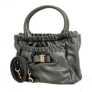 フェラガモ(Ferragamo)の★SALE 【4hd4264】サルヴァトーレフェラガモ ハンドバッグ/ヴァラ/レザー/ブラック 【中古】 レディース(ハンドバッグ)