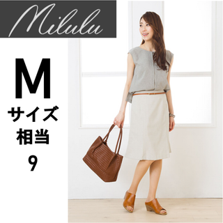 美品 [MiLuLu] 麻調マーメイドカート（膝丈）(ひざ丈スカート)