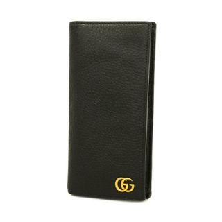 グッチ(Gucci)の【4hd4319-r】グッチ 長財布/GGマーモント/428740/レザー/ブラック/ゴールド金具 【中古】 メンズ(財布)