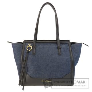 サルヴァトーレフェラガモ(Salvatore Ferragamo)のSalvatore Ferragamo エイミー ガンチーニ金具 トートバッグ デニム レザー レディース(トートバッグ)