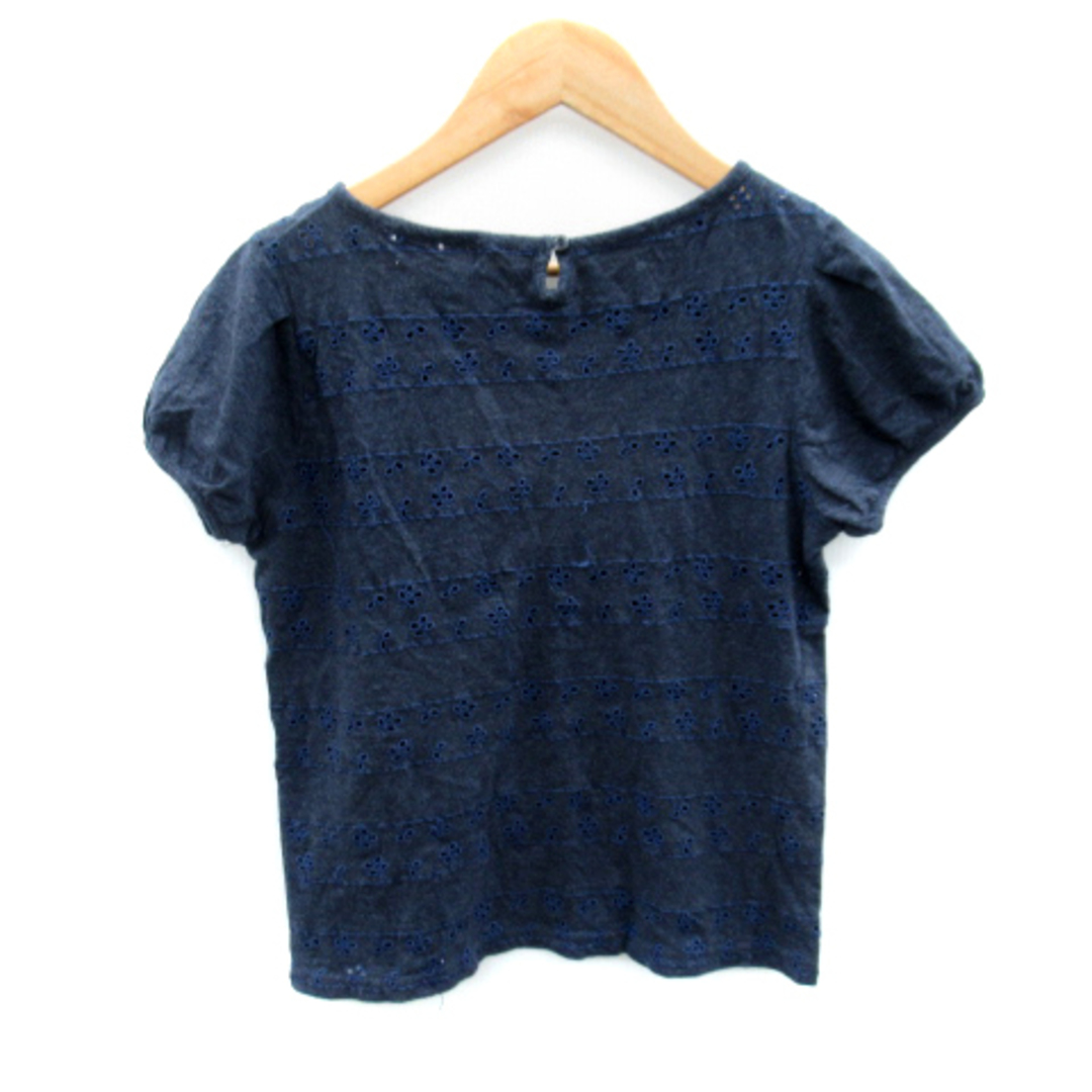 iiMK(アイアイエムケー)のアイアイエムケー ミッシェルクラン カットソー Tシャツ 半袖 刺繍 38 紺 レディースのトップス(カットソー(半袖/袖なし))の商品写真