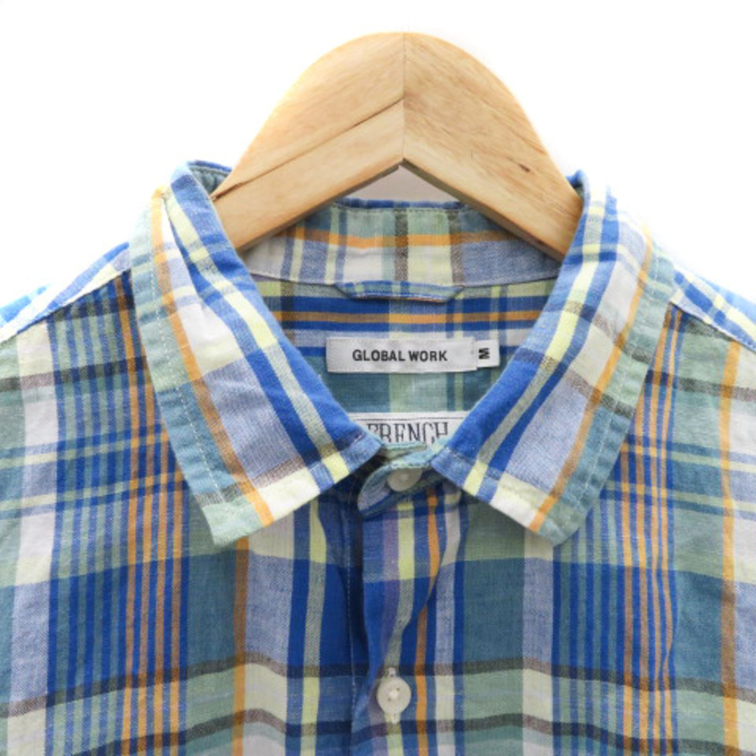 GLOBAL WORK(グローバルワーク)のグローバルワーク カジュアルシャツ 半袖 チェック柄 リネン混 M マルチカラー メンズのトップス(シャツ)の商品写真