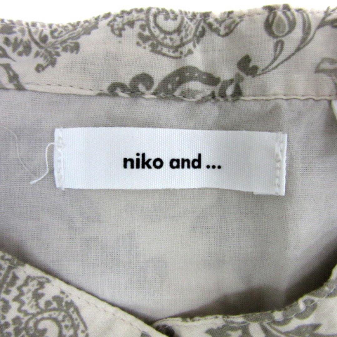 niko and...(ニコアンド)のニコアンド シャツ ブラウス 七分袖 ロング丈 バンドカラー 総柄 3 カーキ レディースのトップス(その他)の商品写真