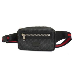 グッチ(Gucci)の【4hd4513】グッチ ボディバッグ/GGスプリーム/シェリーライン/474293/PVC/レザー/ブラック/シルバー金具 【中古】 メンズ(ボディーバッグ)