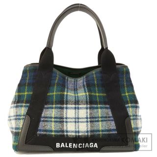 バレンシアガ(Balenciaga)のBALENCIAGA 339933 ネイビーカバス チェック柄 ハンドバッグ ウール レディース(ハンドバッグ)