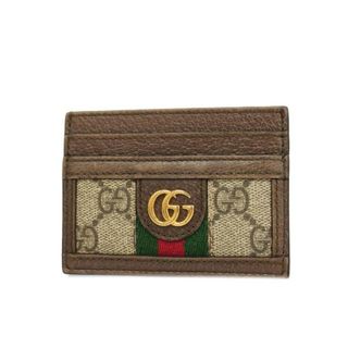 グッチ(Gucci)の【4hd4516】グッチ カードケース/GGスプリーム/シェリーライン/523159/PVC/レザー/ブラウン/ゴールド金具 【中古】 レディース(名刺入れ/定期入れ)