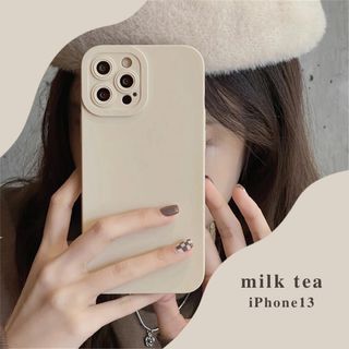 【現品限り】iPhoneケース ベージュ かわいい シンプル 韓国 13(iPhoneケース)