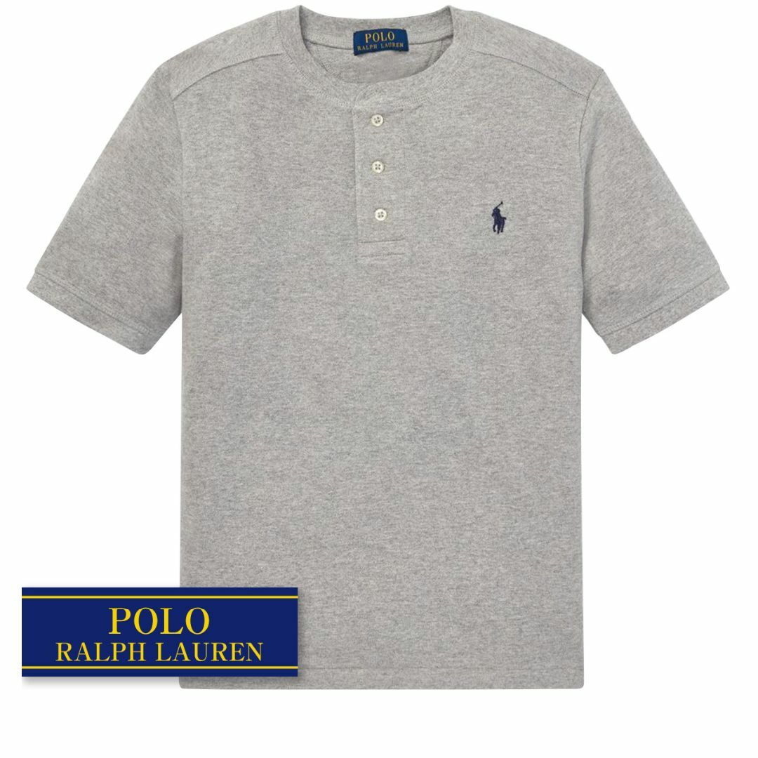 Ralph Lauren(ラルフローレン)の☆新品☆160 ラルフローレン 半袖ヘンリーネックＴシャツ グレー 9315 キッズ/ベビー/マタニティのキッズ服男の子用(90cm~)(Tシャツ/カットソー)の商品写真