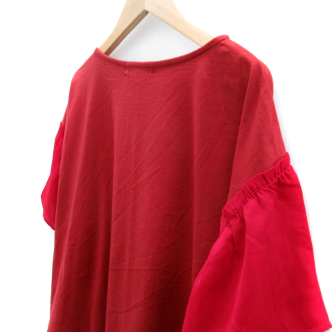 ピンクアドベ カットソー 半袖 切替スリーブ オーバーサイズ L 赤 レッド レディースのトップス(カットソー(半袖/袖なし))の商品写真