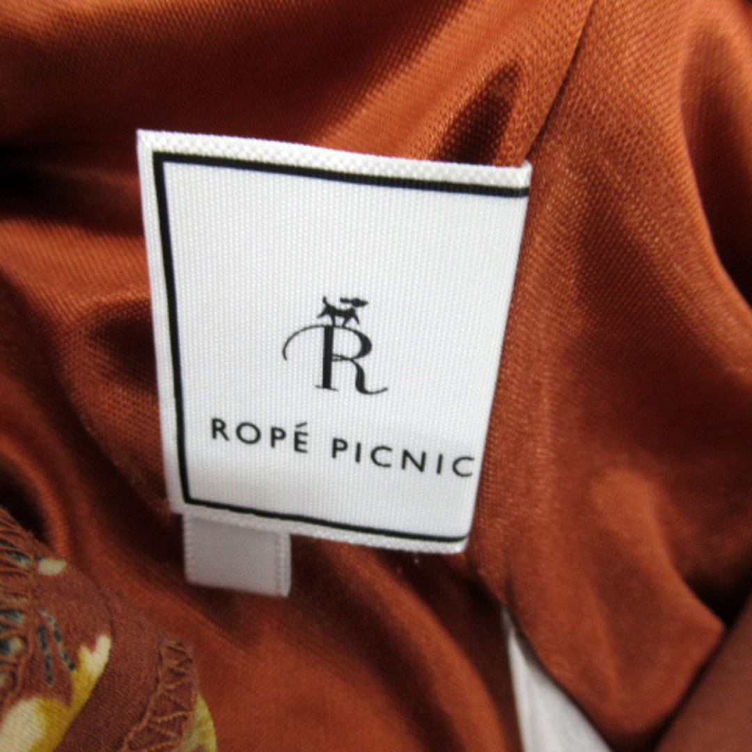 Rope' Picnic(ロペピクニック)のロペピクニック ワンピース ミモレ丈 長袖 花柄 リボンベルト 38 茶 レディースのワンピース(ひざ丈ワンピース)の商品写真