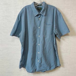 エディーバウアー(Eddie Bauer)のエディーバウアー　サイズＸＬ　半袖シャツ　青紺　チェック模様　メンズ　古着(シャツ)