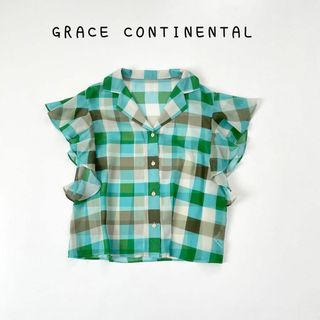 GRACE CONTINENTAL - 定価2.8万　ダイアグラム　グレースコンチネンタル　チェックフリルブラウス