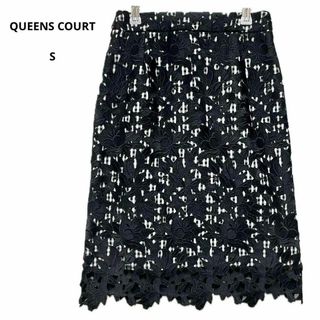 クイーンズコート(QUEENS COURT)の美品 QUEENS COURT クイーンズコート スカート 1 おしゃれ(ひざ丈スカート)