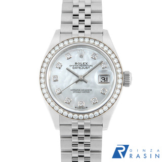 ロレックス(ROLEX)のロレックス デイトジャスト ベゼルダイヤ 279384RBR ホワイトシェル ランダム番 レディース 中古 腕時計(腕時計)