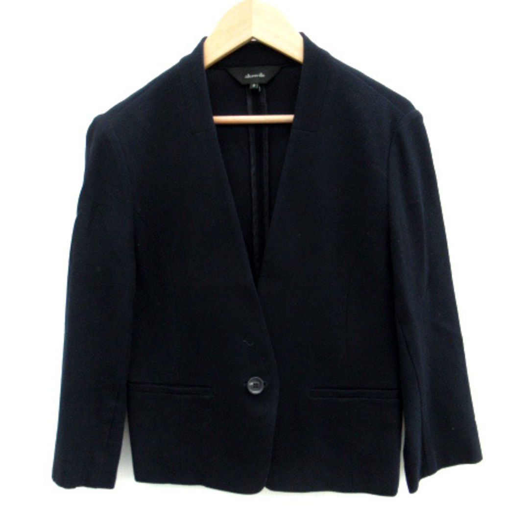 アルアバイル ノーカラージャケット ミドル丈 七分袖 2 紺 ネイビー レディースのジャケット/アウター(その他)の商品写真