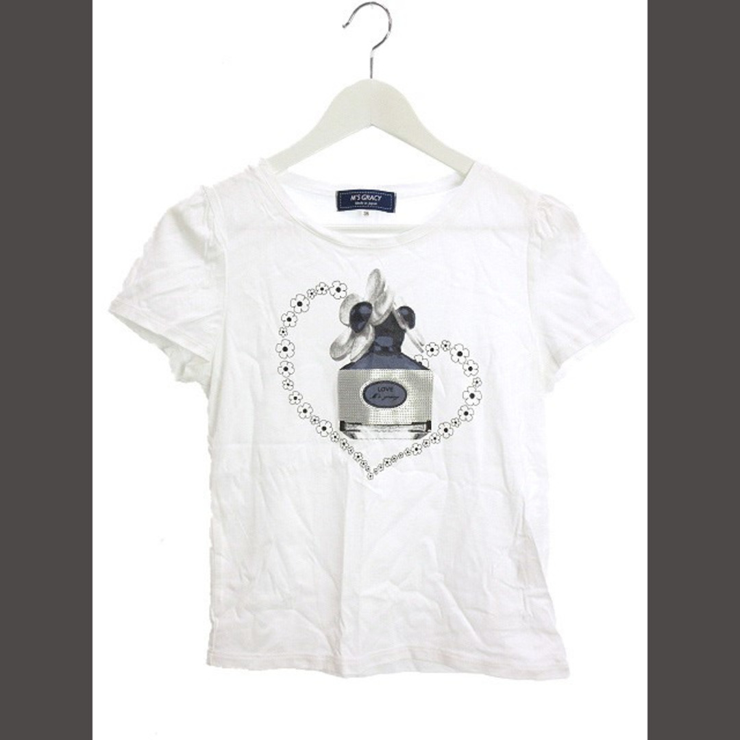 M'S GRACY(エムズグレイシー)のエムズグレイシー 香水瓶 モチーフ カットソー Tシャツ 38 白 2020SS レディースのトップス(カットソー(半袖/袖なし))の商品写真