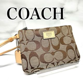 COACH コーチ　ポーチ　定期入れ　小銭入れ　シグネチャー　ブラウン　ベージュ