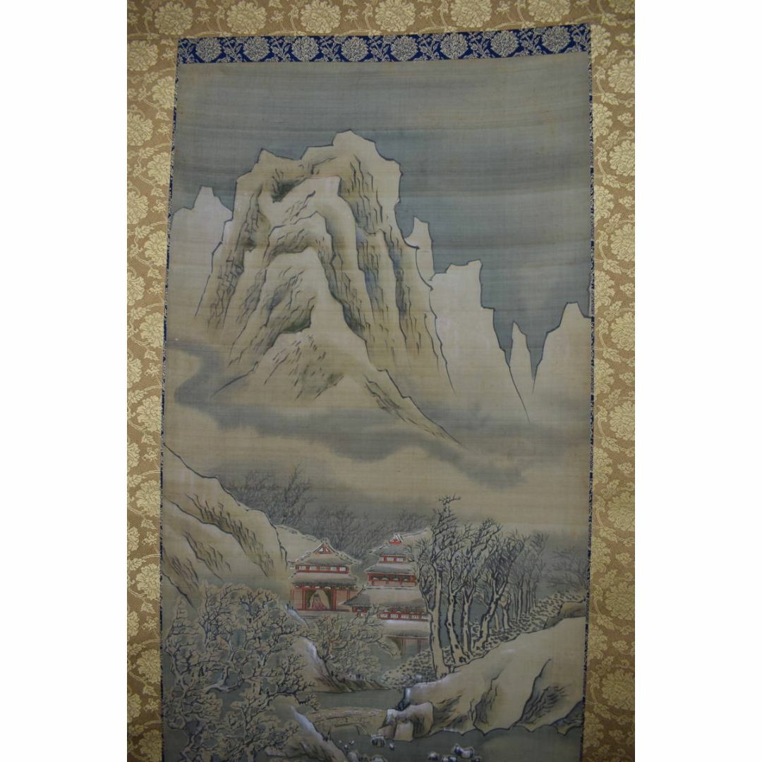 模写】谷文晁/寒山訪友図/山水人物図/掛軸☆宝船☆Y-181の通販 模写】谷文晁/寒山訪友図/山水人物図/掛軸☆宝船☆Y-181の通販