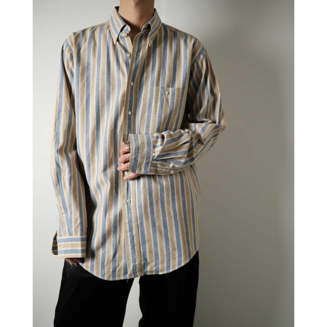 VINTAGE(ヴィンテージ)の70-80s マルチストライプ シャンブレー ボタンダウン 長袖シャツ USA製 メンズのトップス(シャツ)の商品写真