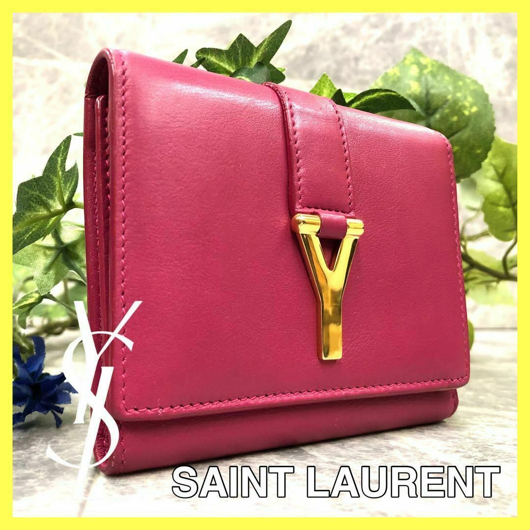 Yves Saint Laurent(イヴサンローラン)の❤️美品❤️ サンローラン 3つ折り財布 レザー ピンク レディースのファッション小物(財布)の商品写真