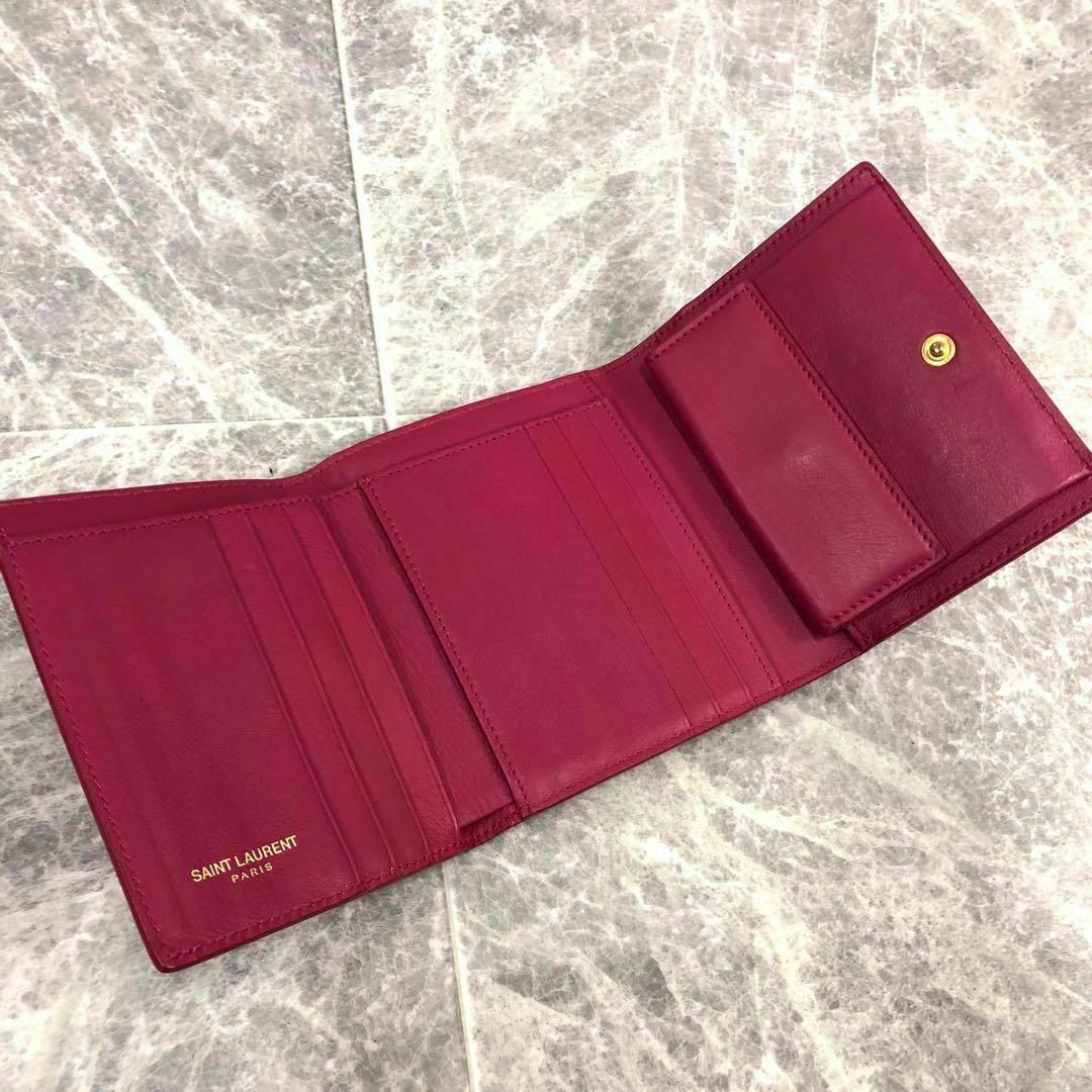 Yves Saint Laurent(イヴサンローラン)の❤️美品❤️ サンローラン 3つ折り財布 レザー ピンク レディースのファッション小物(財布)の商品写真